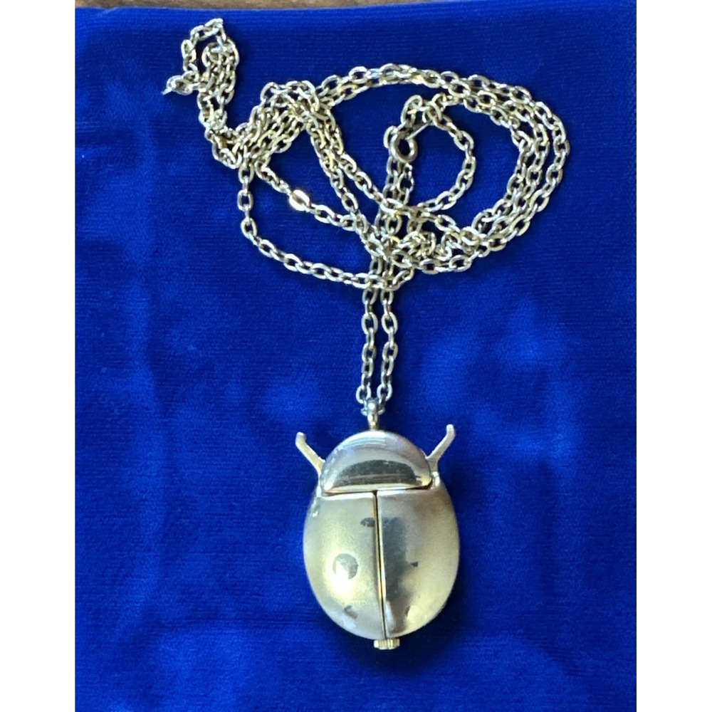 Vtg Sarah Coventry Cicada Ladybug Watch Gold Tone Pendant Chain Necklace READ
